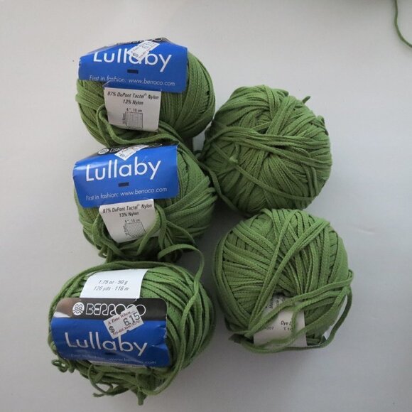 🛒 $10 - 5 Skeins of Berreco Lullaby Ribbon Olive Green Soft #1900 - Picture 2 of 4
